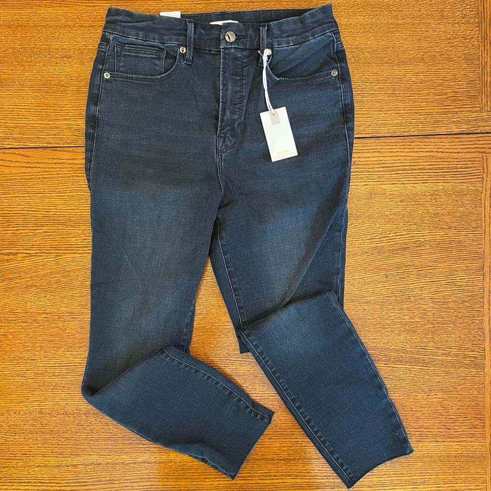 Good American Cropped Raw Hem Jeans